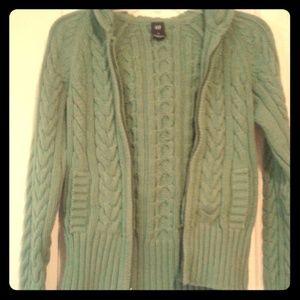 GAP Thick Cable Knit Zip Up Hooded Cardigan